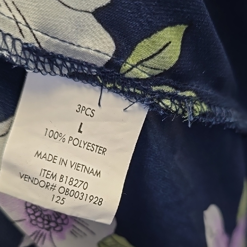 Elizabeth Williams Navy Floral Kimono Jacket with Flowing Silhouette Size L - Picture 3 of 7